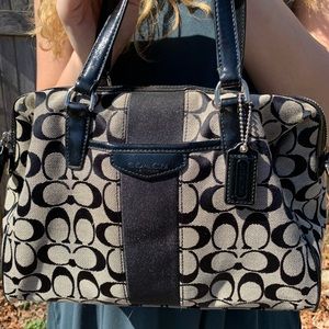 Beige and black Coach bag